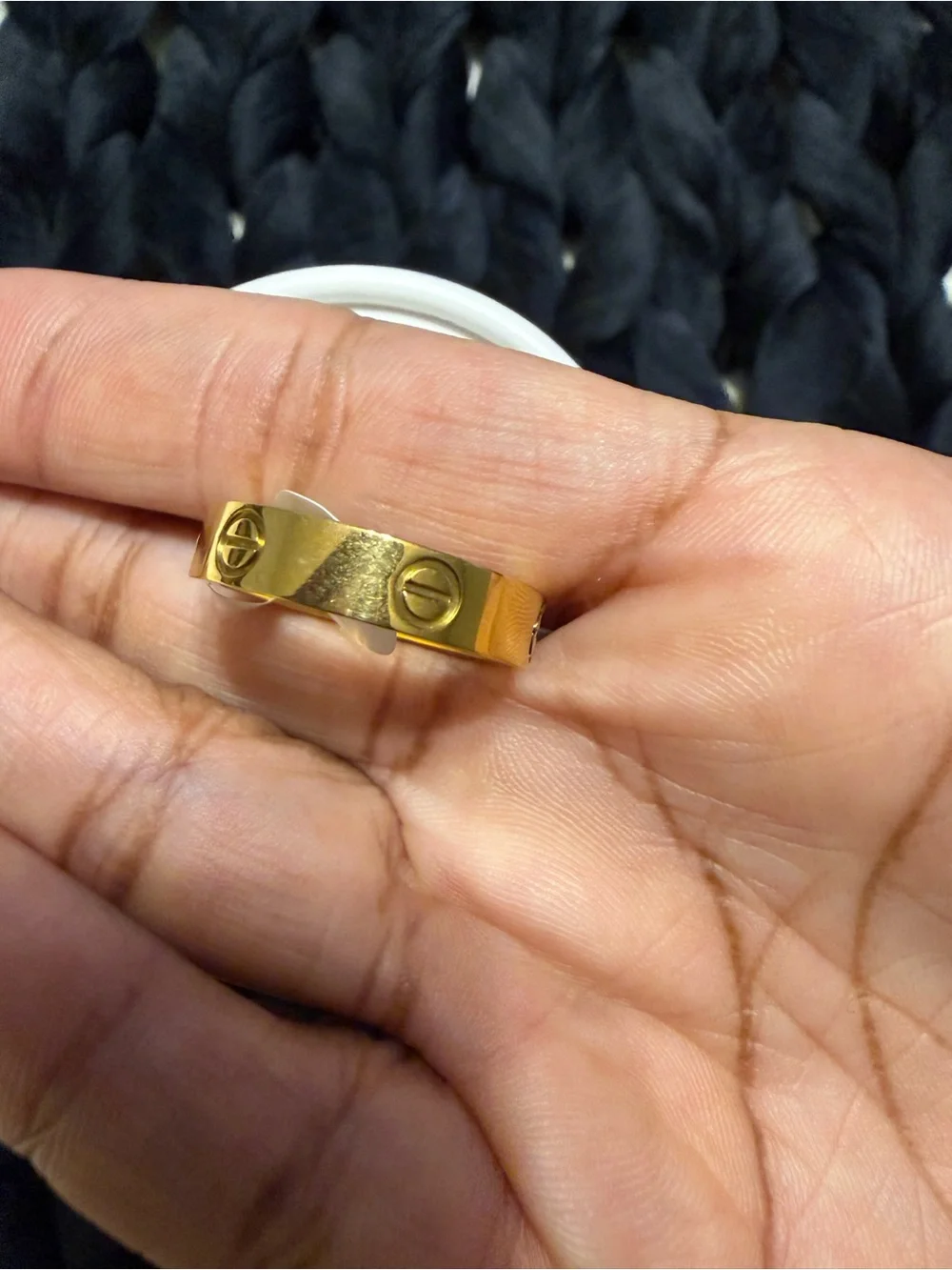 Gold Screw Motif Band Ring - Women's Jewelry